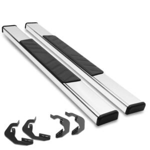 (Flat Board Slant Metal) Running Board Nerf Bar For 07-18 Silverado Sierra 1500/07-19 2500 3500 HD [Standard Cab]