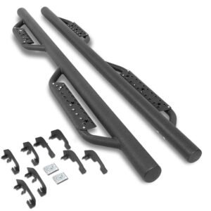 (Round Drop Black) Running Board Nerf Bar For 07-18 Silverado Sierra 1500/07-19 2500 3500 HD [Crew Cab]