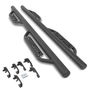 (Round Drop Black) Running Board Nerf Bar For 07-18 Silverado Sierra 1500/07-19 2500 3500 HD [Extended Cab]
