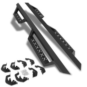 (Square/Lower Cleat Black) Running Board Nerf Bar For 07-18 Silverado Sierra 1500/07-19 2500 3500 HD [Extended Cab]