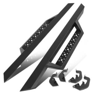(90 L-Shape Bar Black) Running Board Nerf Bar For 07-18 Silverado Sierra 1500/07-19 2500 3500 HD [Standard Cab]
