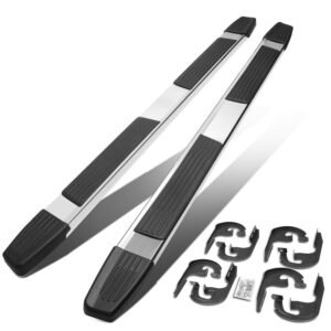 (Flat Step/5.25 Cap Metal) Running Board Nerf Bar For 04-14 Ford F-150 (P221 11th, P415 12th Gen) [Crew Cab]