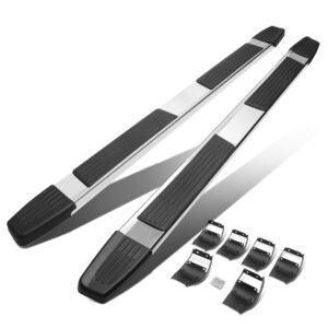 (Flat Step/5.25 Cap Metal) Running Board Nerf Bar For Ford 15+ F-150 / 17+ F-250 F-350 Super Duty [Crew Cab]