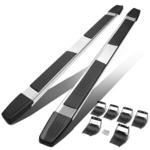 (Flat Step/5.25 Cap Metal) V2 Running Board Nerf Bar For Ford 15+ F-150 / 17+ F-250 F-350 Super Duty [Crew Cab]
