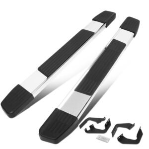 55″ Metallic Straight 1 Pad/5.25″ End Cap Running Board Nerf Bar For 07-17 Toyota Tundra XK50 [Standard Cab]