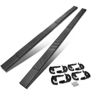 90″ Black Slant Pattern 2 Pad/Flat End Cap Running Board Nerf Bar For 04-14 F-150 P221 P415 [Crew Cab]