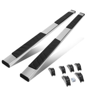 (Flat Board Slant Metal) Running Board Nerf Bar For 99-16 Ford F-250/350/450/550 Super Duty (PHN131) [Crew Cab]