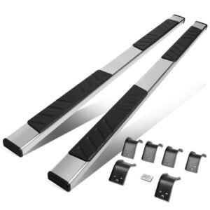(Flat Board Slant Chrome/Black) Running Board Nerf Bar For 09-18 Ram 1500 2500 3500/19+ Ram 1500 Classic [Crew Cab]