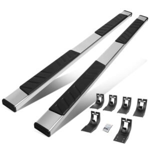 (80″ Flat Board Slant Chrome/Black) Running Board Nerf Bar For 09-18 Ram 1500/19+ Ram 1500 Classic [Extended Cab]
