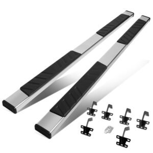(Flat Board Slant Chrome/Black) Running Board Nerf Bar For 19+ Ram 1500 (DT 5th Gen) [Crew Cab]