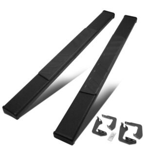 55″ Black Slant Pattern 1 Pad/Flat End Cap Running Board Nerf Bar For 07-17 Toyota Tundra XK50 [Standard Cab]