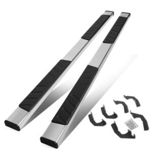 (Flat Board Slant Chrome/Black) Running Board Nerf Bar For 05-22 Toyota Tacoma [Crew Cab]