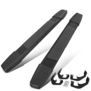 55″ Black Straight 1 Pad/5.25″ End Cap Running Board Nerf Bar For 07-19 Silverado Sierra [Standard Cab]