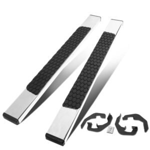 (Flat Honeycomb 1 Pad Metal) Running Board Nerf Bar For 07-18 Silverado Sierra 1500/07-19 2500 3500 HD [Standard Cab]