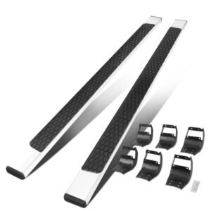 (Flat Honeycomb 1 Pad Metal) Running Board Nerf Bar For Ford 15+ F-150 / 17+ F-250 F-350 Super Duty [Crew Cab]