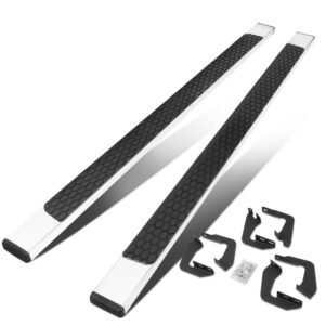 80″ Metallic Honeycomb 1 Pad/Flat End Cap Running Board Nerf Bar For 07-21 Toyota Tundra XK50 [Extended Cab]