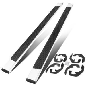 (Flat Honeycomb 1 Pad Metal) Running Board Nerf Bar For 07-18 Silverado Sierra 1500/07-19 2500 3500 HD [Crew Cab]