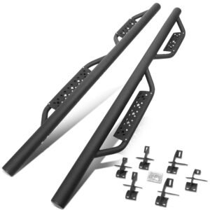 75″ Black 3″ Round Bar/Star Pattern Drop Step Running Board Nerf Bar For 18+ Jeep Wrangler 4-Door (JL)