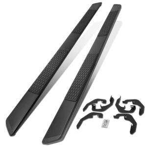 (Flat Honeycomb 2 Pad Black) Running Board Nerf Bar For 07-18 Silverado Sierra 1500/07-19 2500 3500 HD [Extended Cab]
