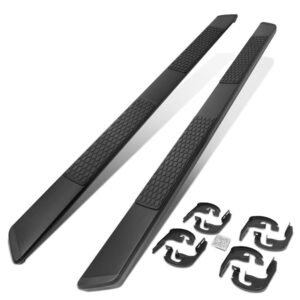 80″ Black Honeycomb 2 Pad/Slant End Cap Running Board Nerf Bar For 04-14 F-150 P221 P415 [Extended Cab]