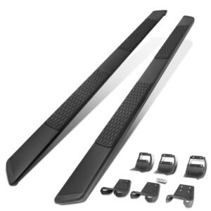 88″ Black Honeycomb 2 Pad/Slant End Cap Running Board Nerf Bar For 15+ F-150/17+ F-250 F-350 SD [Crew Cab]