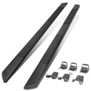 (Flat Honeycomb 2 Pad Black) Running Board Nerf Bar For 15+ Ford F-150/17+ F-250 F-350 Super Duty [Extended Cab]