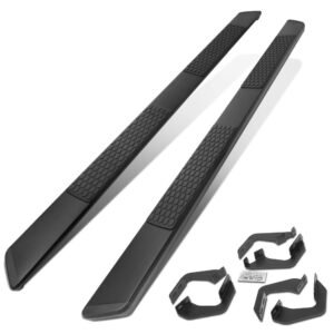 80″ Black Honeycomb 2 Pad/Slant End Cap Running Board Nerf Bar For 07-21 Toyota Tundra XK50 [Crew Cab]
