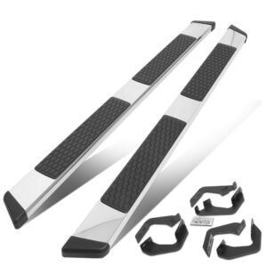 80″ Metallic Honeycomb 2 Pad/Slant End Cap Running Board Nerf Bar For 07-21 Toyota Tundra XK50 [Extended Cab]