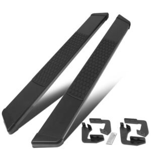55″ Black Honeycomb 1 Pad/Slant End Cap Running Board Nerf Bar For 07-17 Toyota Tundra XK50 [Standard Cab]