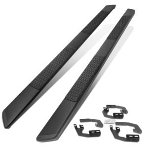 84″ Black Honeycomb 2 Pad/Slant End Cap Running Board Nerf Bar For 05-22 Toyota Tacoma [Extended Cab]