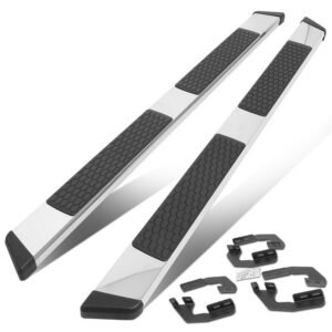 84″ Metallic Honeycomb 2 Pad/Slant End Cap Running Board Nerf Bar For 05-22 Toyota Tacoma [Extended Cab]