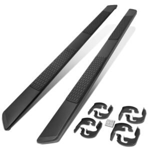 90″ Black Honeycomb 2 Pad/Slant End Cap Running Board Nerf Bar For 19+ Silverado Sierra 1500 T1XX [Crew Cab]
