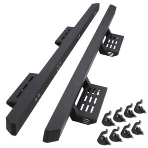82″ Black Lower Cleat Steps Square Running Boards For 19+ Chevrolet Silverado GMC Sierra T1XX Crew Cab