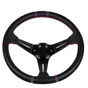 NRG SW-T410-PP Black/Purple Quad-Stripe 3-Spoke 350mm 6-Bolt Steering Wheel