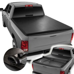 [Soft Roll-Up] Black Pickup Truck Bed Tonneau Cover 04-15 Nissan Titan 6’7″ Bed