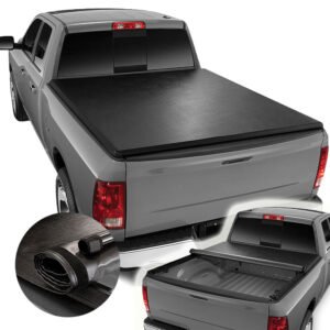 [Soft Roll-Up] Black Pickup Truck Bed Tonneau Cover 04-15 Titan 5′.7″ Bed