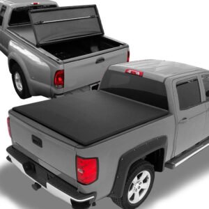 [Soft Tri 3-Fold] Black Truck Bed Tonneau Cover 04-15 Titan 5′.7″ Bed w/o Rail
