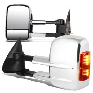 Left/Right Chrome Towing Side Mirror Manual LED Turn Signal for 02-06 Escalade