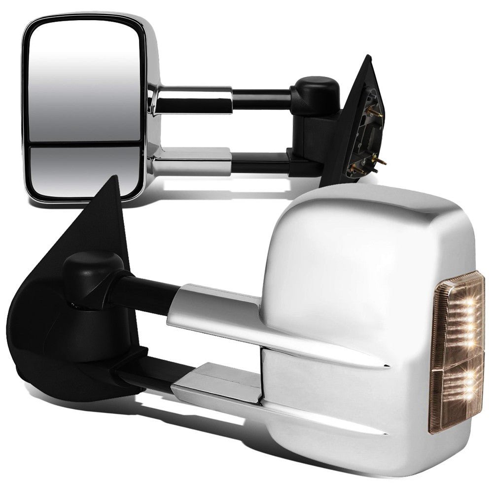 Left/Right Chrome Towing Side Mirror Powered LED Turn Signal for 97-99 F-250