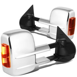 Left/Right Chrome Towing Side Mirror Manual+ LED Turn Signal for 07-13 Escalade