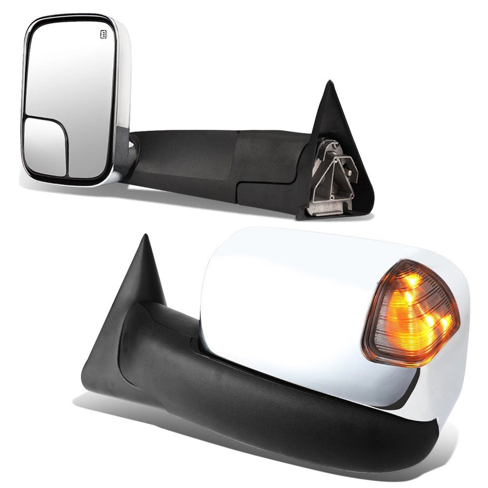 Left/Right Chrome Towing Side Mirror Powered W/Heated for 98-02 Ram2500