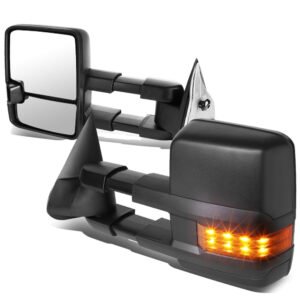 Left/Right Black Towing Side Mirror Manual+ LED Turn Signal for 03-06 Escalade