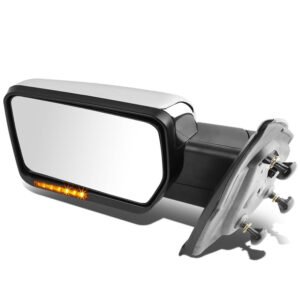 Left Chrome Towing Side Mirror Manual Adjustment Turn Signal for 04-14 F-150