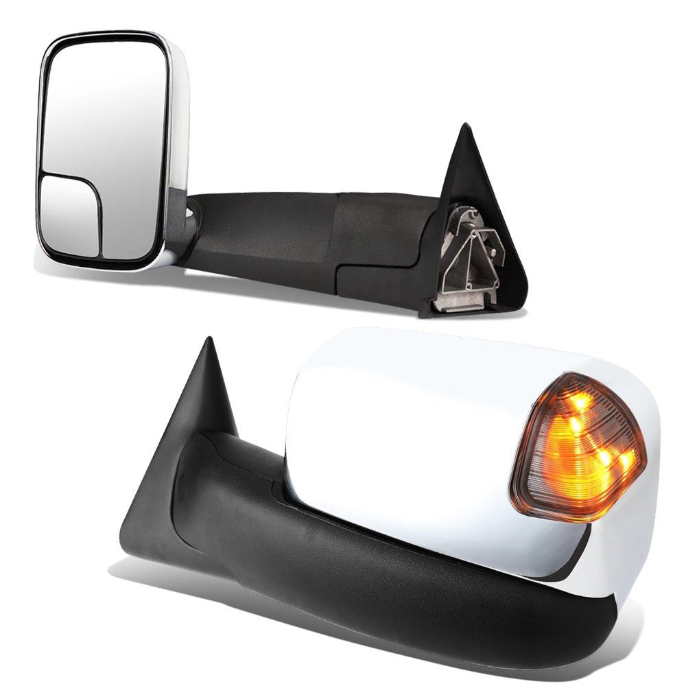 Left/Right Chrome Towing Side Mirror Powered LED Turn Signal for 94-97 Ram 3500