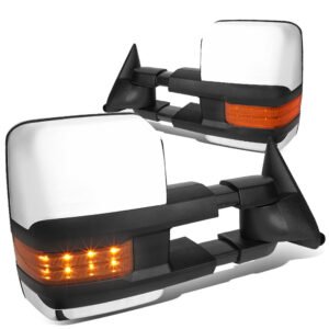 Left/Right Chrome Towing Side Mirror Powered LED Turn Signal for 94-98 GMC K1500