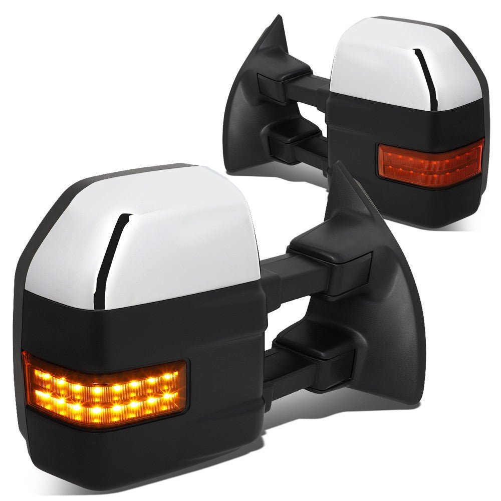 Left/Right Chrome Towing Side Mirror Manual+ LED Turn Signal for 08-16 F-550 SD