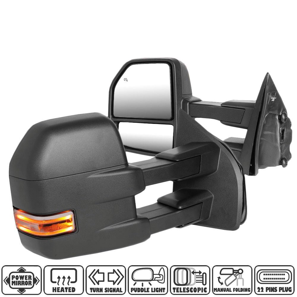 Signal/Puddle Light Black Manual Side View Mirror Assembly For 15-18 F-150 P552