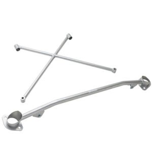 Megan Racing Race Spec Silver Front X-Brace Tower Bar For 99-09 Honda S2000 AP1 AP2 w/Aftermarket Intake