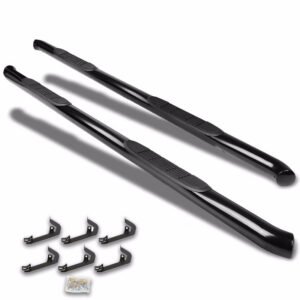 (Curved End Black) Running Board Nerf Bar For 07-18 Silverado Sierra 1500/07-19 2500 3500 HD [Crew Cab]