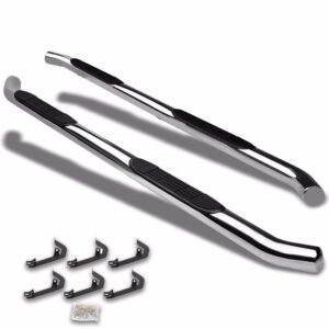 (Curved End Metal) Running Board Nerf Bar For 07-18 Silverado Sierra 1500/07-19 2500 3500 HD [Crew Cab]
